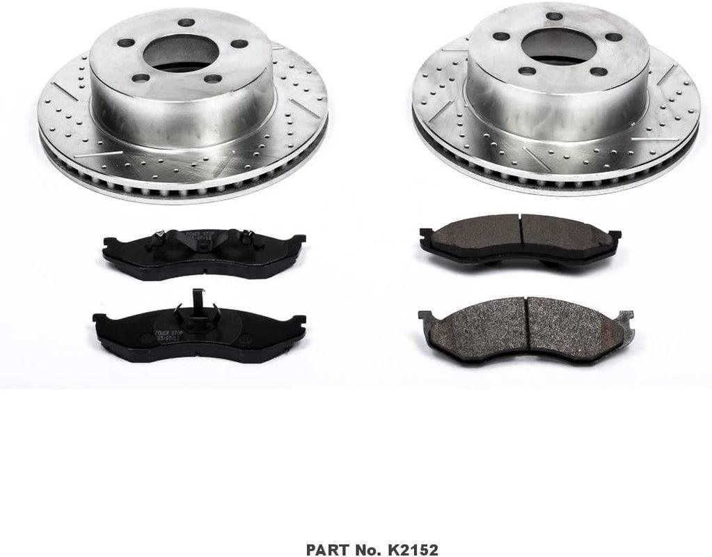K2152 Front Z23 Carbon Fiber Brake Pads with Drilled & Slotted Brake Rotors Kit