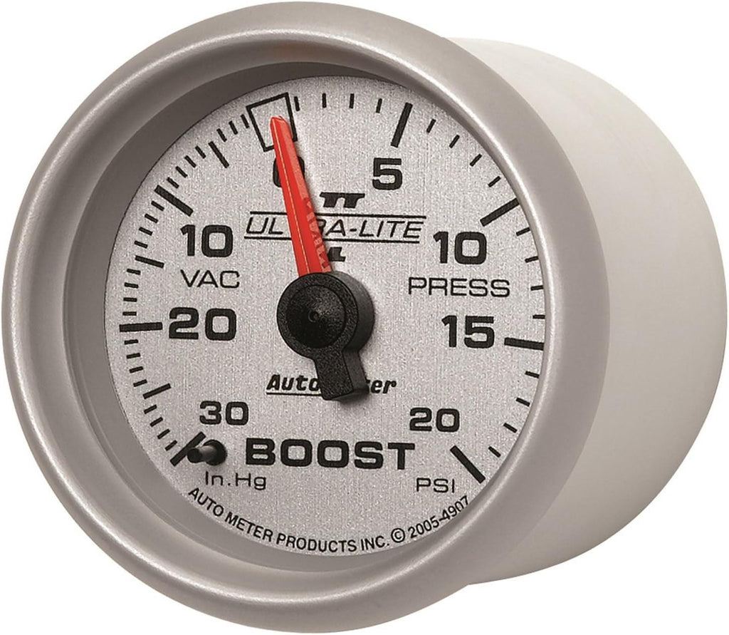 4907 Ultra-Lite II 2-1/16" 30 In. Hg/20 PSI Mechanical Vacuum/Boost Gauge