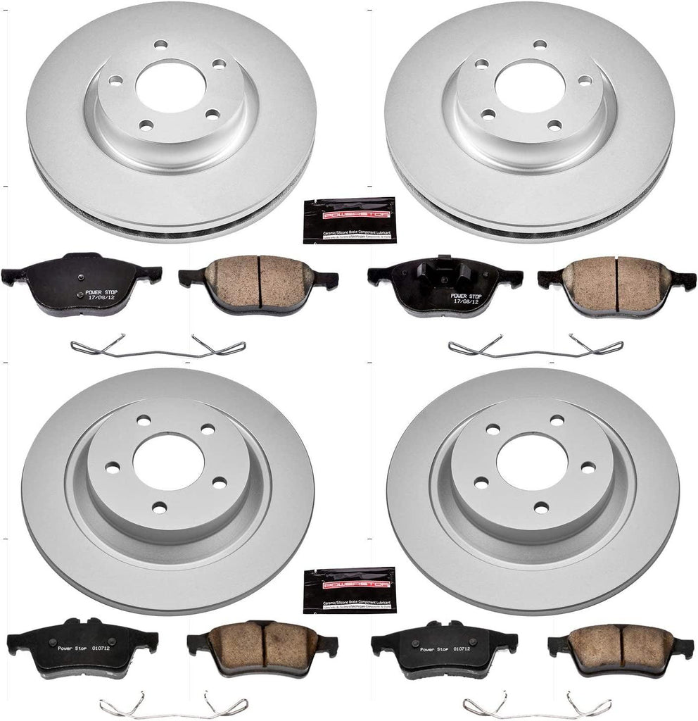 CRK5804 Coated Brake Rotor & Ceramic Brake Pads- Front & Rear