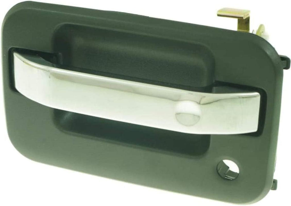 for Lincoln Mark LT Exterior Door Handle Front, Driver Side Textured Black Bezel with Chrome Lever (2006-2008) | with Key Hole| Trim : Base