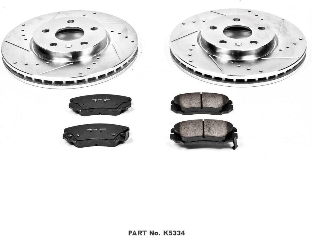 K5334 Front Z23 Carbon Fiber Brake Pads with Drilled & Slotted Brake Rotors Kit