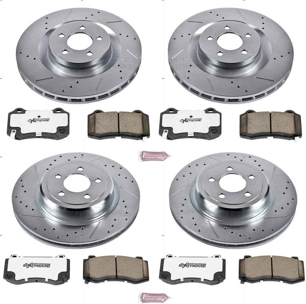 K4023-26 360Mm Front and 350Mm Rear Drilled & Slotted Brake Rotors with Z26 Carbon Fiber Brake Pads Kit