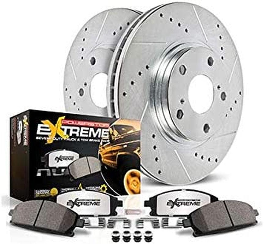 K7228-36 Front and Rear Z36 Truck & Tow Brake Kit, Carbon Fiber Ceramic Brake Pads and Drilled/Slotted Brake Rotors