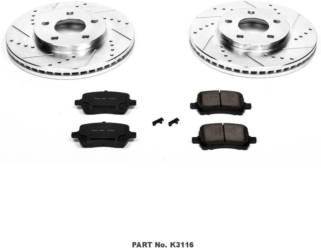 K3116 Front Z23 Carbon Fiber Brake Pads with Drilled & Slotted Brake Rotors Kit