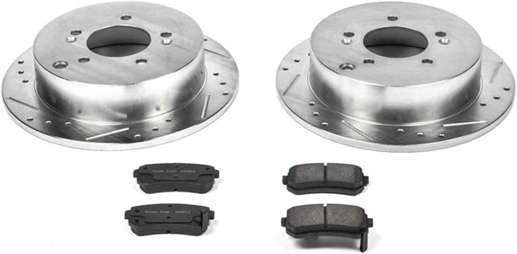 K5394 Rear Z23 Carbon Fiber Brake Pads with Drilled & Slotted Brake Rotors Kit