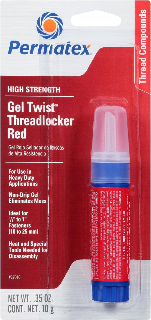 Permatex 27010-6PK High Strength Threadlocker Red Gel Twist, 10 G (Pack of 6)