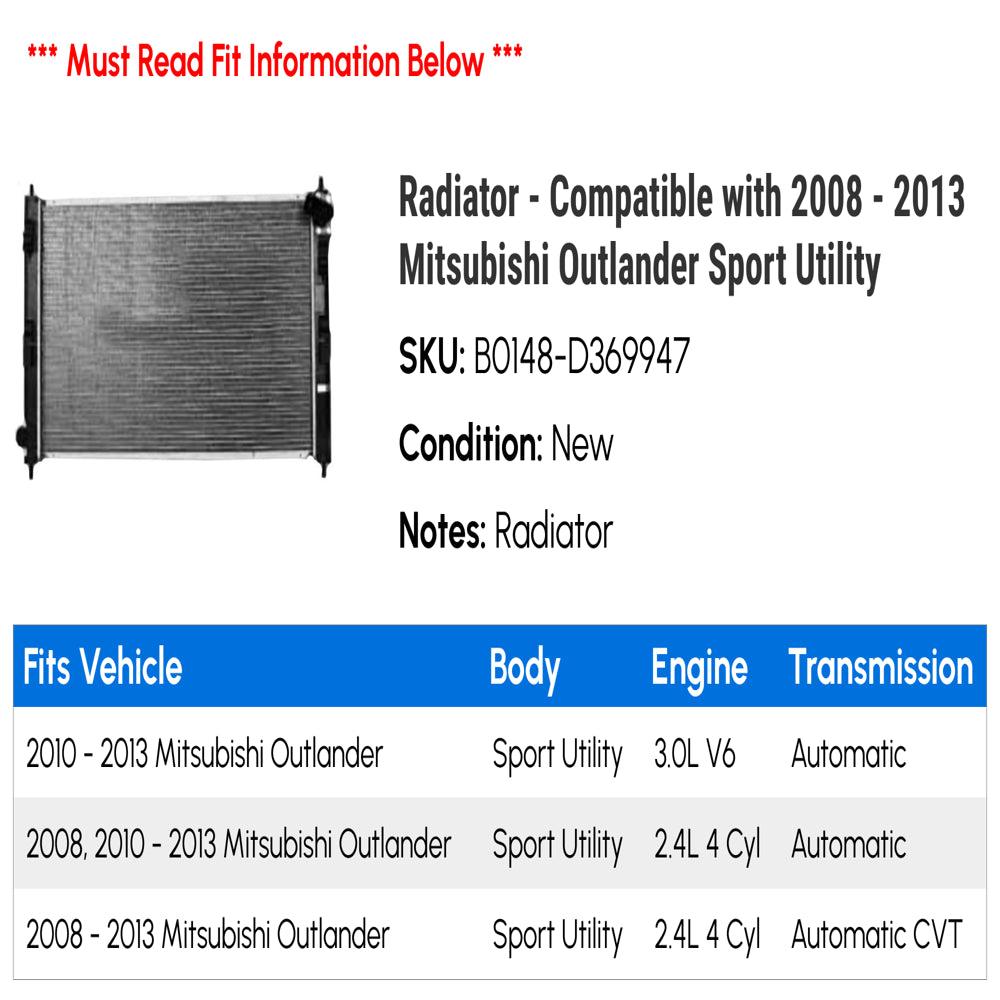 Radiator - Compatible with 2008 - 2013 Mitsubishi Outlander Sport Utility 2009 2010 2011 2012
