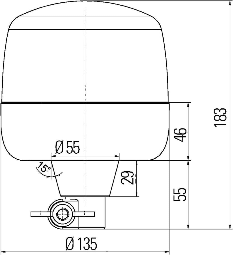 HELLA 2RL 010 979-011 Led-Rotating Beacon - Rotaled - 12/24V - Amber - Flexible Pipe Sockets - Amber
