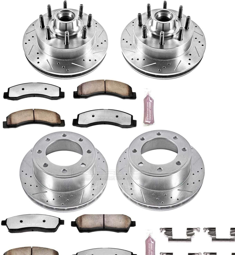 K1393-36 Front and Rear Z36 Truck & Tow Brake Kit, Carbon Fiber Ceramic Brake Pads and Drilled/Slotted Brake Rotors