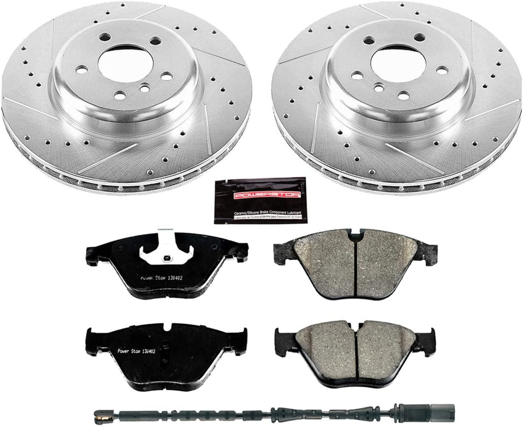 K6020 Front Z23 Carbon Fiber Brake Pads with Drilled & Slotted Brake Rotors Kit