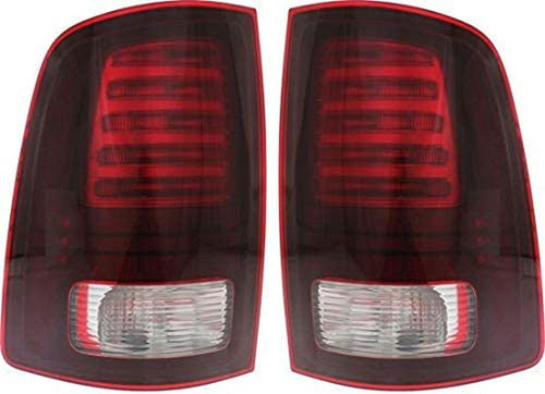 Tail Light Assembly Compatible with 2013-2018 Ram 1500/2500 / 3500 Sport Type, Clear/Red Lens, Set of 2, Driver and Passenger Side