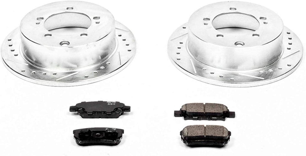 K1202 Rear Z23 Carbon Fiber Brake Pads with Drilled & Slotted Brake Rotors Kit