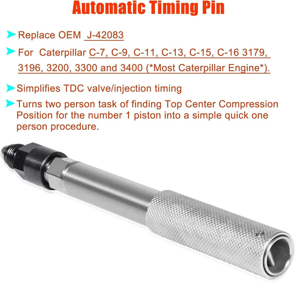 For Caterpillar J-42083 Automatic Timing Pin, 9U-7227 Injector Height Adjustment Gauge Tool & Engine Barring Socket Fits CAT 3406E, C-15 and C-16(Set of 3)