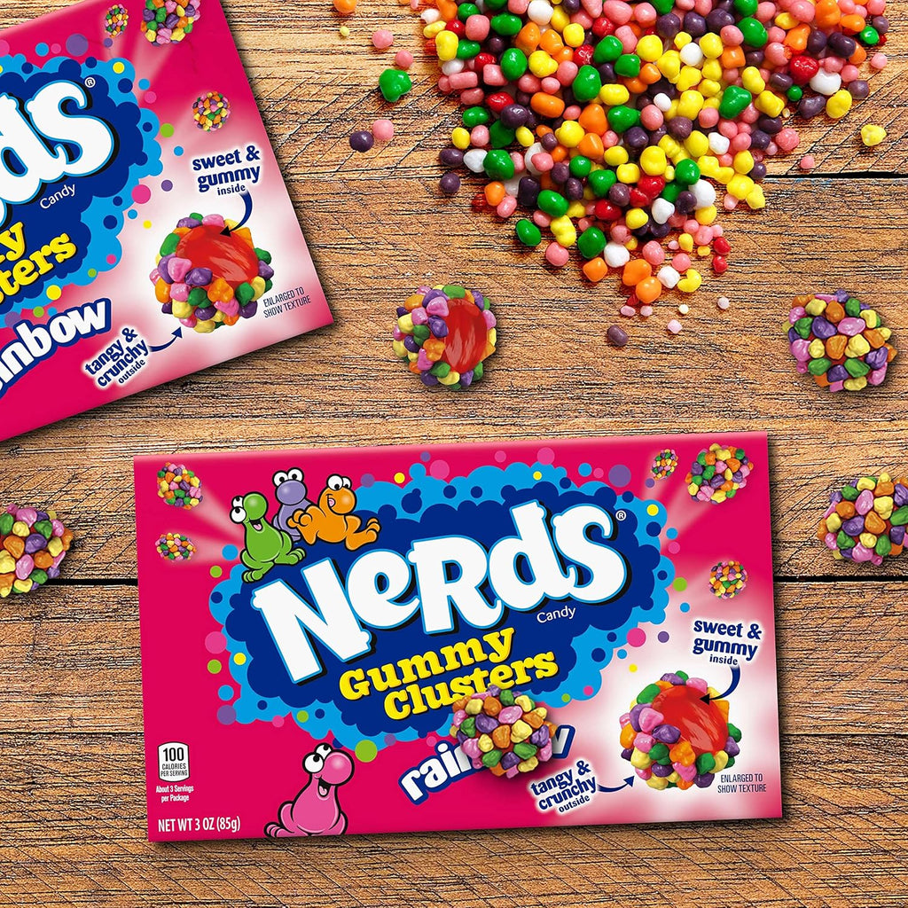 Nerds Gummy Clusters Candy, Rainbow, 3 Ounce Movie Theater Candy Boxes (Pack of 12)