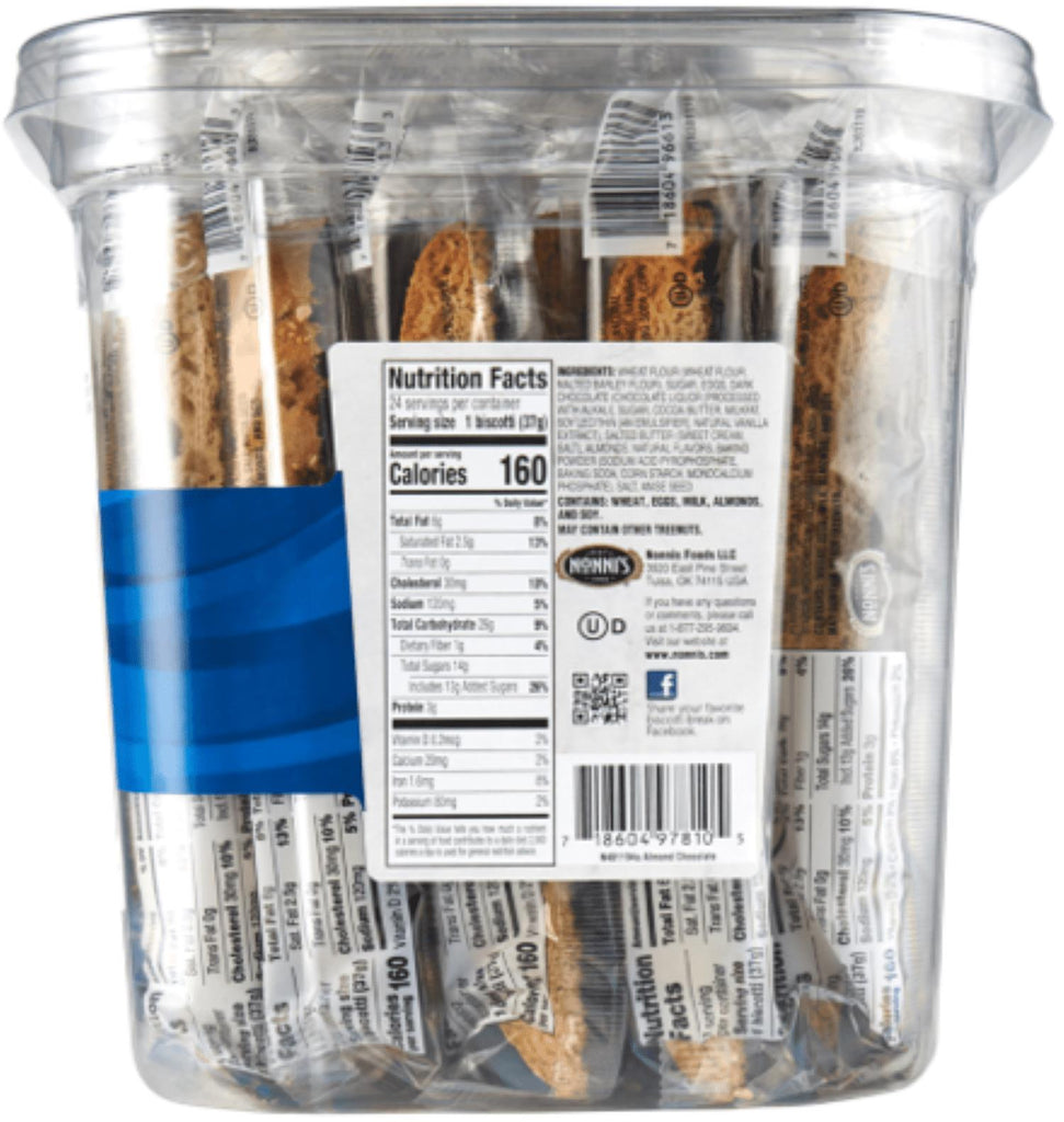 Nonnis Almond Chocolate Biscotti, 1.3 Ounce (24 Count)