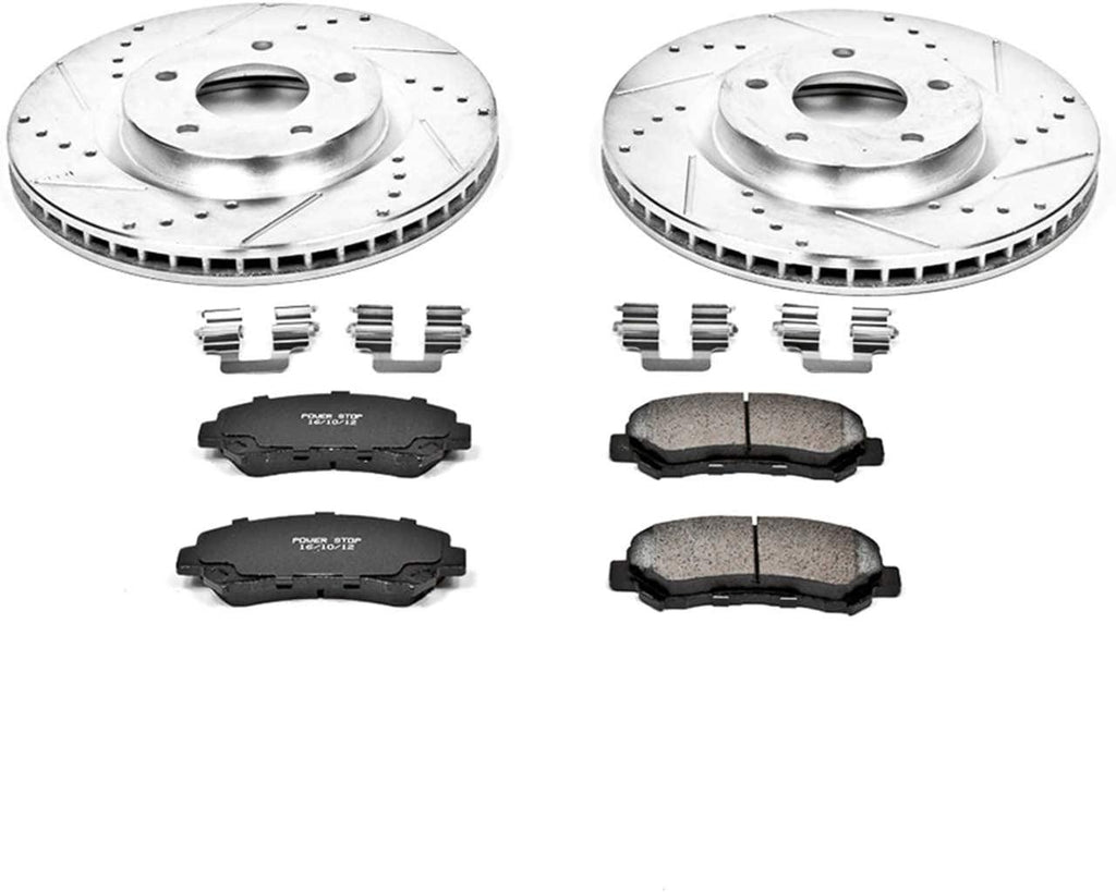 K4724 Front Z23 Carbon Fiber Brake Pads with Drilled & Slotted Brake Rotors Kit