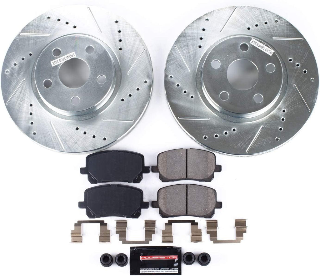 K2316 Front Z23 Carbon Fiber Brake Pads with Drilled & Slotted Brake Rotors Kit