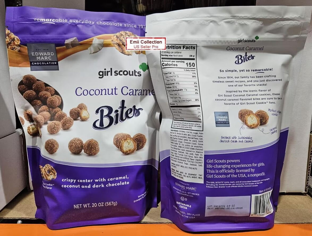 Edward Marc Chocolatier Girl Scouts Coconut Caramel Bites 20oz 567g (2 Bags)