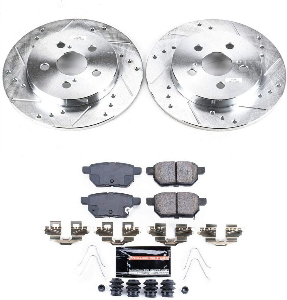 K5503 Rear Z23 Carbon Fiber Brake Pads with Drilled & Slotted Brake Rotors Kit