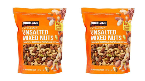 Kirkland Signature Extra Fancy Unsalted Mixed Nuts, 2 Jars (2.5 LB)