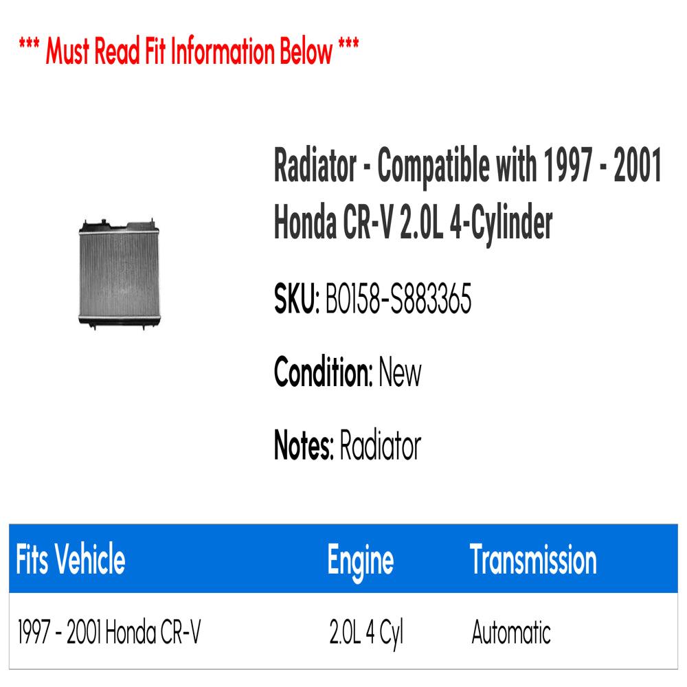 Radiator - Compatible with 1997 - 2001 Honda CR-V 2.0L 4-Cylinder 1998 1999 2000