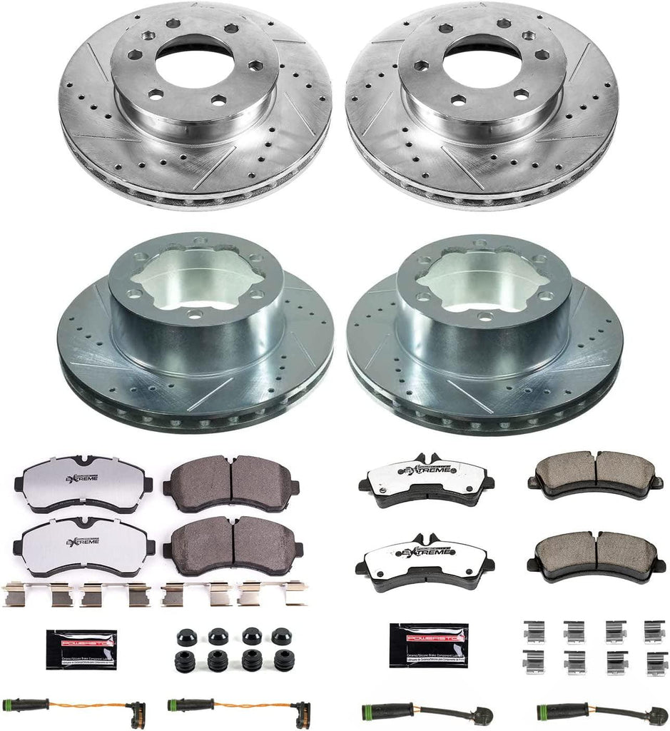 Front and Rear K7112-36 Carbon-Fiber Ceramic Brake Pad with Drilled and Slotted Rotor Kit Z36 Truck and Tow
