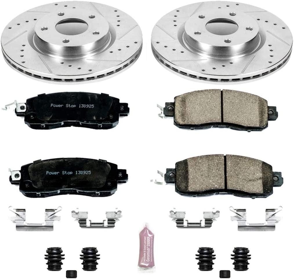 K6494 Front Z23 Carbon Fiber Brake Pads with Drilled & Slotted Brake Rotors Kit