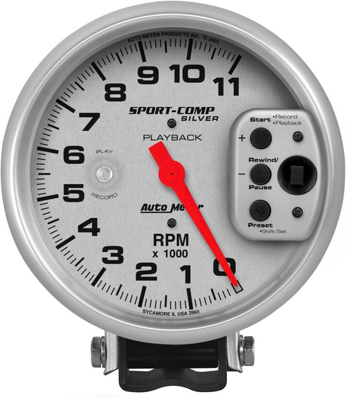 3965 Sport-Comp Silver Playback Tachometer
