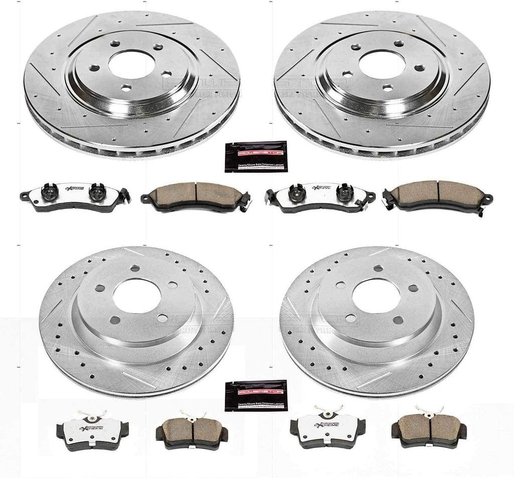 K1305-26 Front and Rear Z26 Carbon Fiber Brake Pads with Drilled & Slotted Brake Rotors Kit