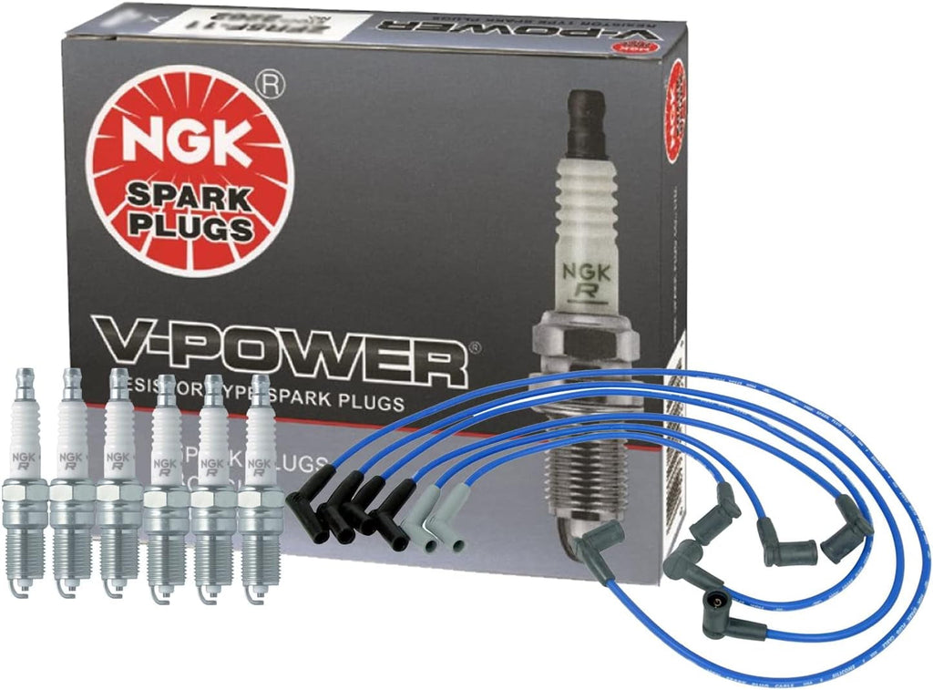 NGK Wire & 6 V-Power Spark Plugs Kit for Ford Ranger Mazda B3000 3.0