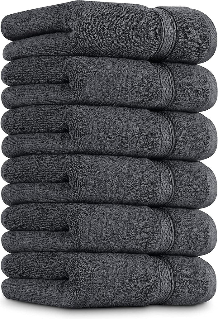 6 Pack Premium Hand Towels Set, (16 X 28 Inches) 100% Ring Spun Cotton, Ultra Soft and Highly Absorbent 600GSM Towels for Bathroom, Gym, Shower, Hotel, and Spa (Grey)