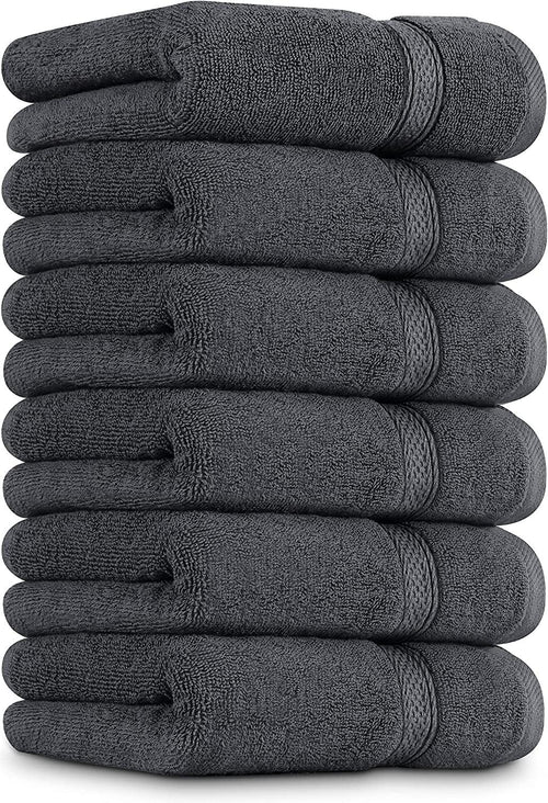 6 Pack Premium Hand Towels Set, (16 X 28 Inches) 100% Ring Spun Cotton, Ultra Soft and Highly Absorbent 600GSM Towels for Bathroom, Gym, Shower, Hotel, and Spa (Grey)