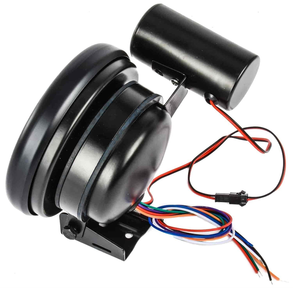 5” Tachometer | White Face with Black Bezel | 0-10,000 RPM Range | Super-Bright LED Shift Light | One-Touch Peak RPM Recall | Mounting Bracket Included