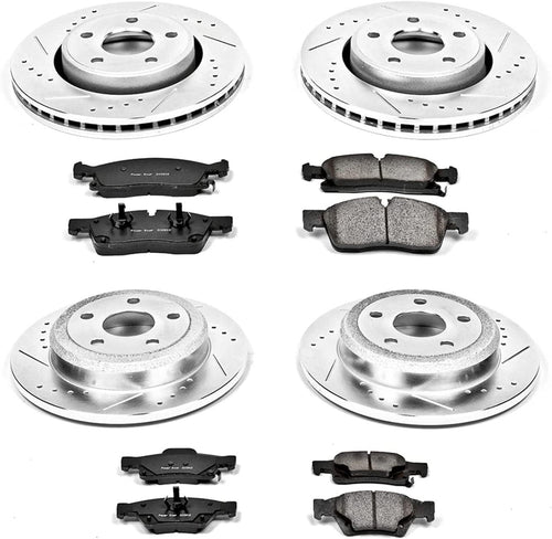 Front and Rear K5952 Carbon-Fiber Ceramic Brake Pad and Drilled and Slotted Rotor Z23 Daily Driver Kit