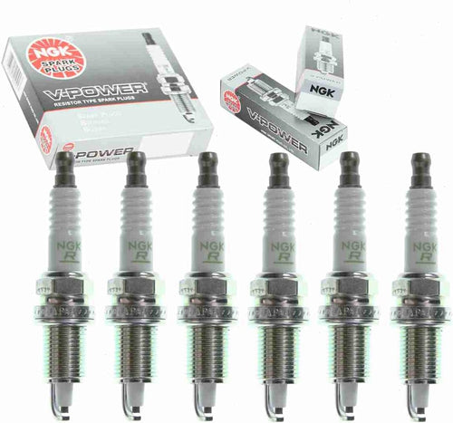 6 Pc NGK V-Power Spark Plugs Compatible with Jeep Wrangler 4.0L L6 1997-2006