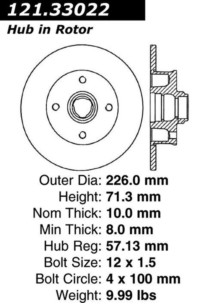 Centric Rear Disc Brake Rotor for Volkswagen (121.33022)
