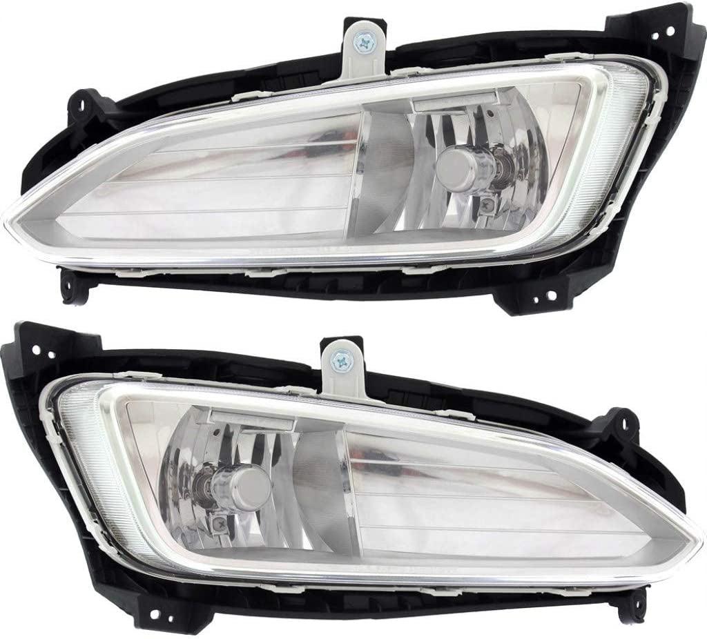 : for 2013 2014 2015 2016 Hyundai Santa Fe Sport Fog Light Assembly W/Bulbs Driver and Passenger Side Pair Replaces HY2592141 CAPA Certified- Vehicle Trim: Sport Utility HY2593141