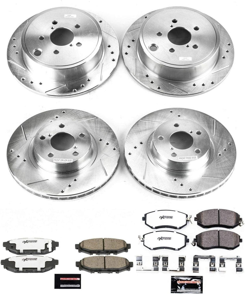K6112-26 Front and Rear Z26 Carbon Fiber Brake Pads with Drilled & Slotted Brake Rotors Kit