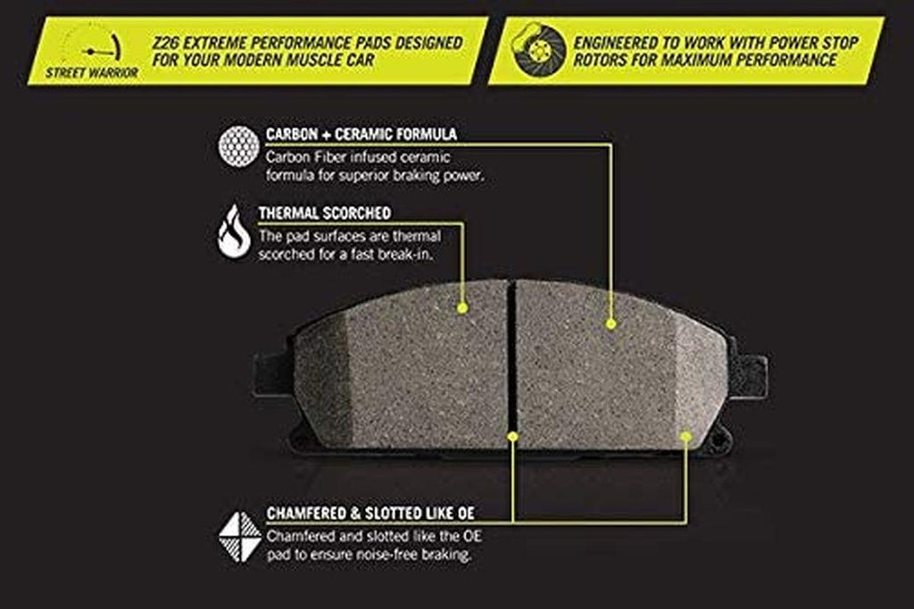 Power Stop Rear Z26-1053 Carbon-Fiber Ceramic Brake Pads Street Performance Z26