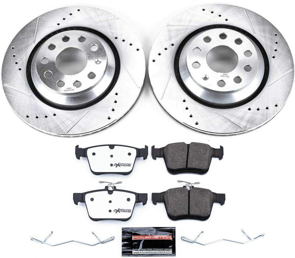K7084-26 Rear Z26 Carbon Fiber Brake Pads with Drilled & Slotted Brake Rotors Kit