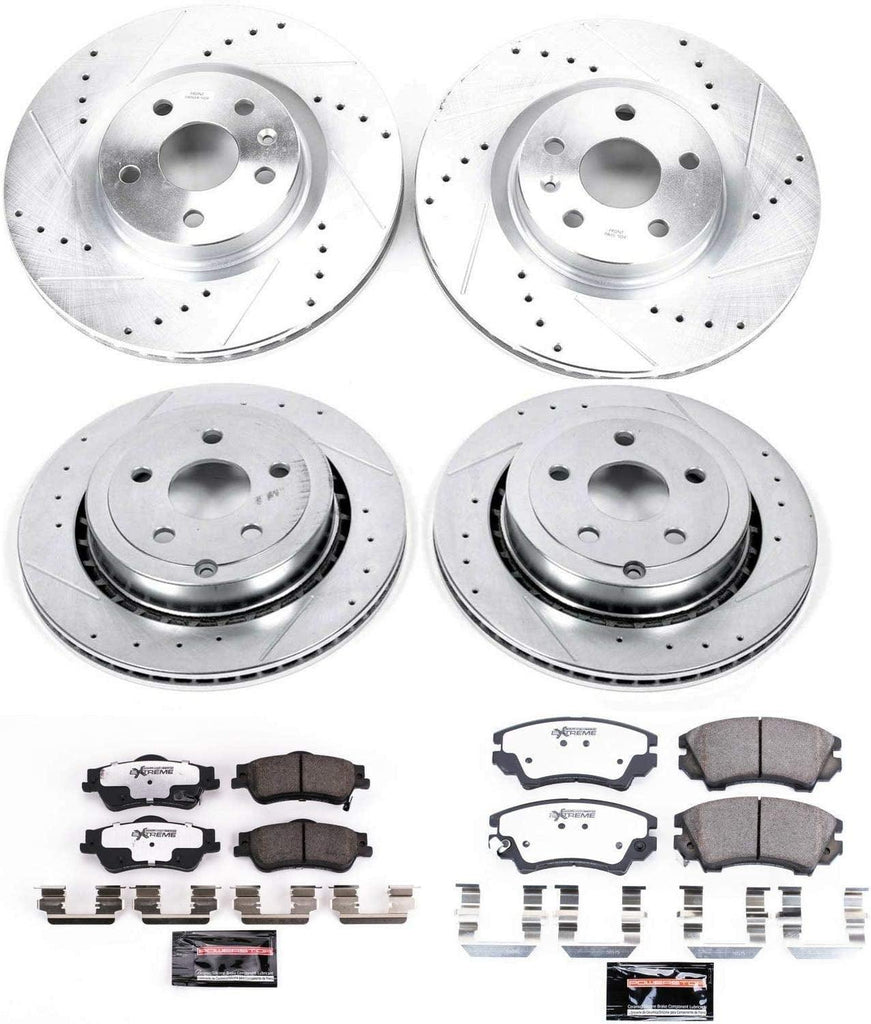 K5949-26 Front and Rear Z26 Carbon Fiber Brake Pads with Drilled & Slotted Brake Rotors Kit