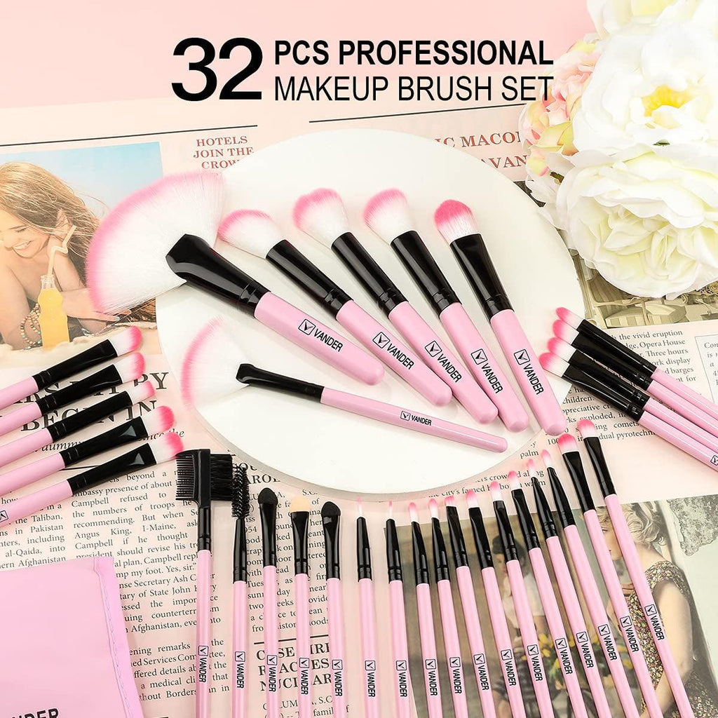Makeup Brushes,  32Pcs Professional Soft Synthetic Kabuki Cosmetic Eyebrow Shadow Makeup Brush Set Kit