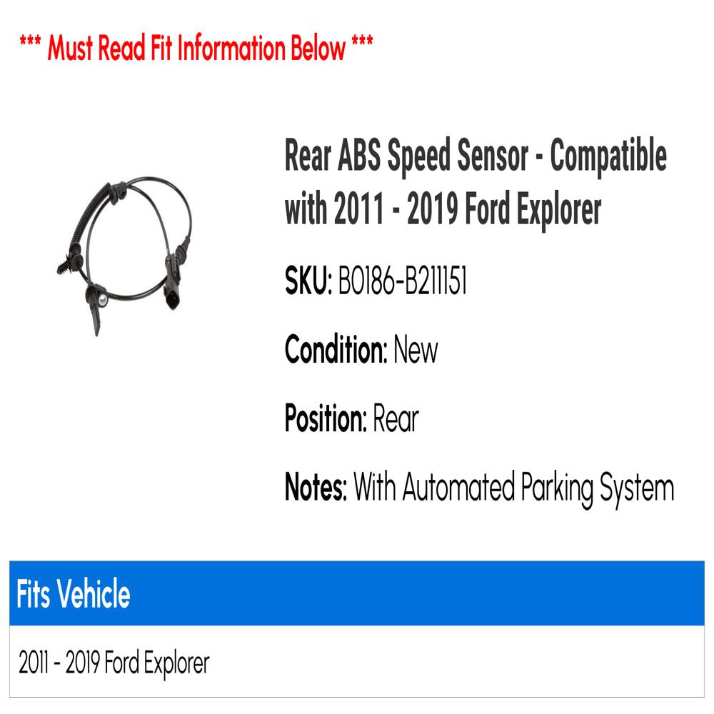 Rear ABS Speed Sensor - Compatible with 2011 - 2019 Ford Explorer 2012 2013 2014 2015 2016 2017 2018