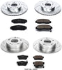 K2557 Front and Rear Z23 Carbon Fiber Brake Pads with Drilled & Slotted Brake Rotors Kit