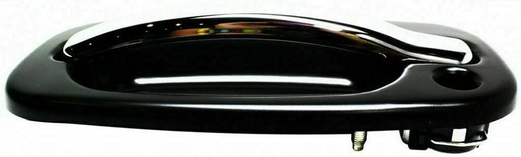 for Cadillac Escalade Exterior Door Handle Front, Driver Side Smooth Black Bezel with Chrome Lever 2002-2006 | with Key Hole | Trim: Base | GM1310149 | 15745149