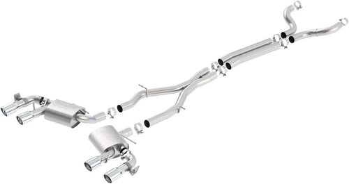140726 S-Type Cat-Back Exhaust System 3 In. Incl. Connecting Pipes/Mufflers/Hardware/4 In. Dual round Rolled Angle-Cut Tip Dual Split Rear Exit S-Type Cat-Back Exhaust System