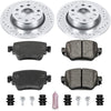 K7053 Rear Z23 Carbon Fiber Brake Pads with Drilled & Slotted Brake Rotors Kit