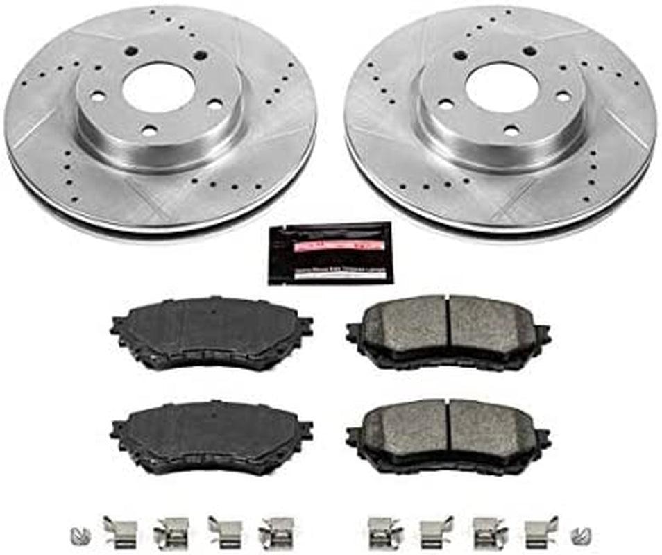 K6968 Front Z23 Carbon Fiber Brake Pads with Drilled & Slotted Brake Rotors Kit