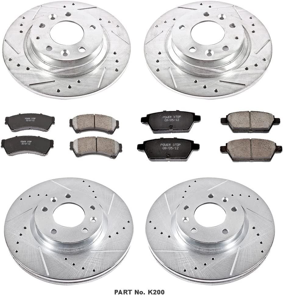K200 Front & Rear Brake Kit with Drilled/Slotted Brake Rotors and Z23 Evolution Ceramic Brake Pads