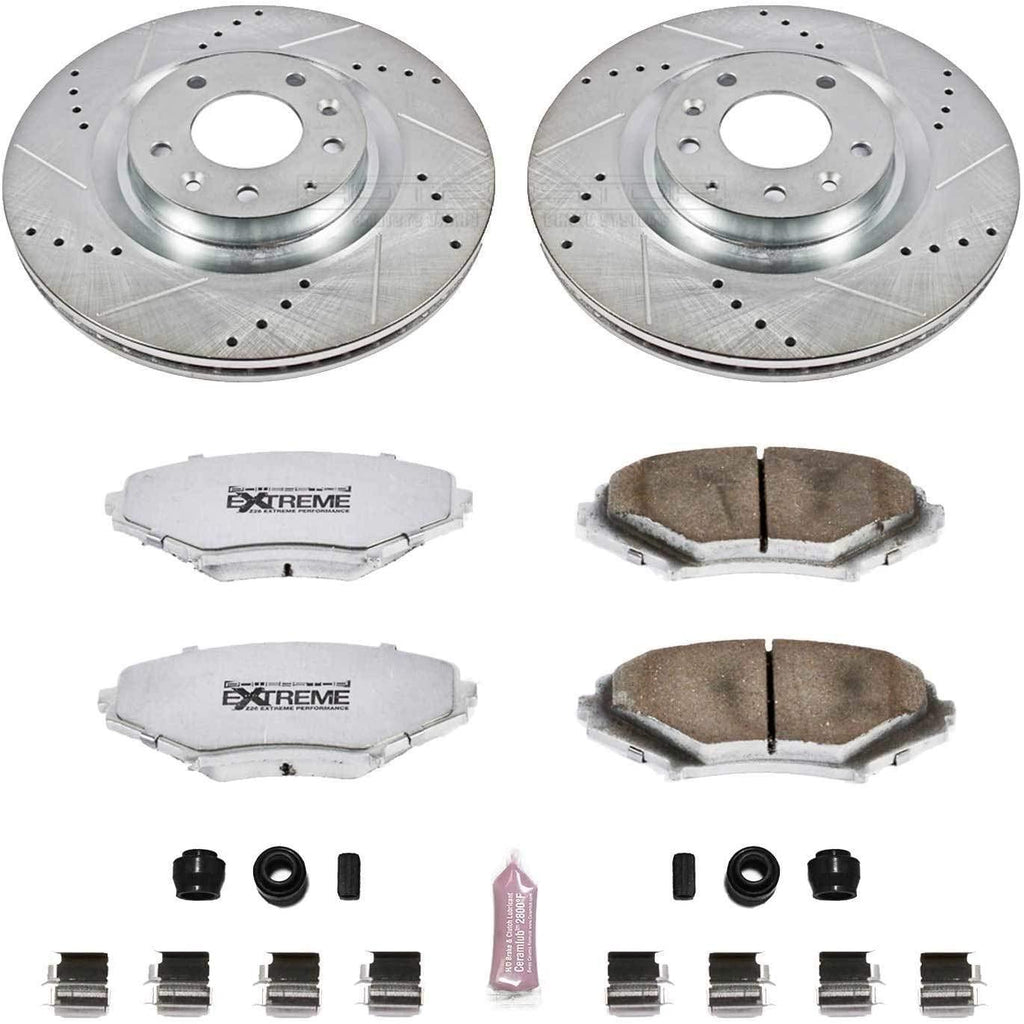 K3026-26 Front Z26 Carbon Fiber Brake Pads with Drilled & Slotted Brake Rotors Kit